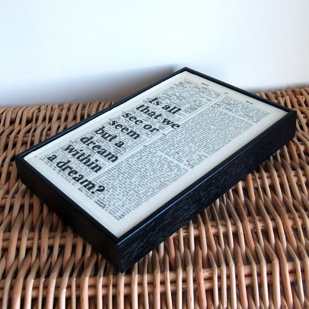Vintage Book Art Edgar Allan Poe A Dream Within a Dream Inspirational Quote