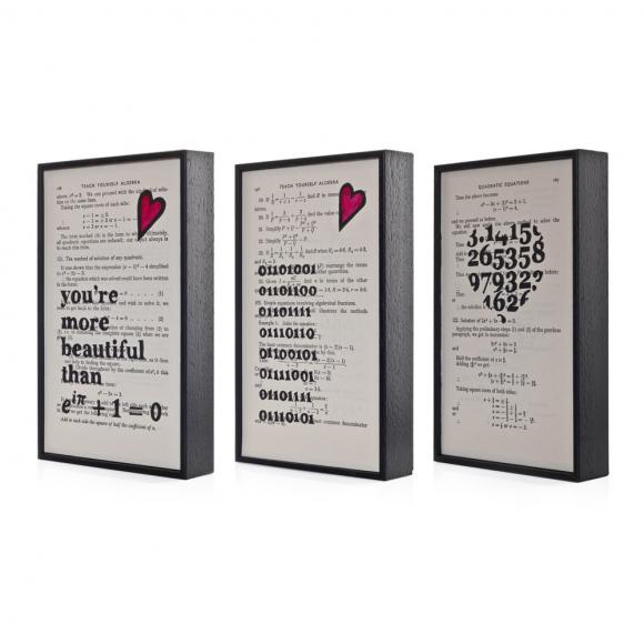Altered Book Art Geeky Maths Gift Set of Three eco friendly prints on vintage book pages