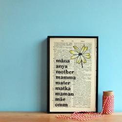 Mother's Day Flower Altered Book art on Vintage dictionary page